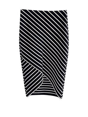Zara Striped Pencil Skirt Black and White Elastic Waist Size S